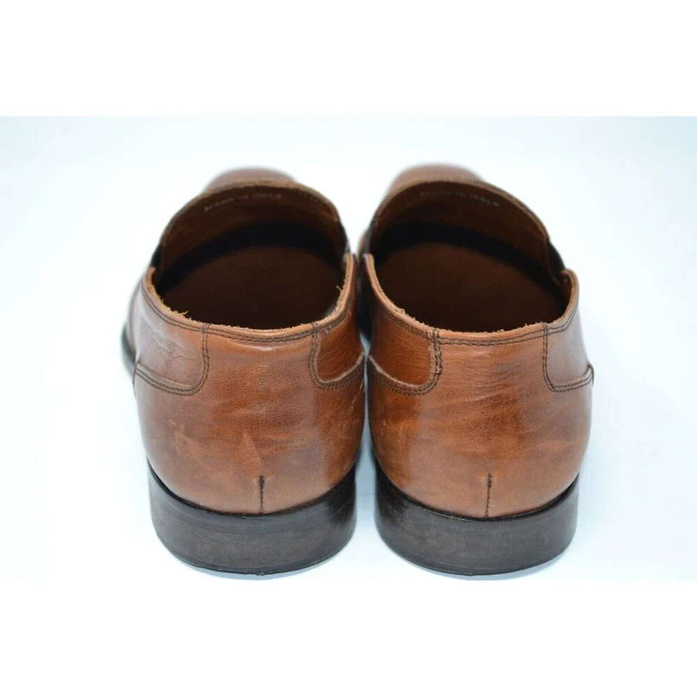 Men's Massimo Matteo Italy 10.5 M Brown Leather Oxford Slip on Dress Shoes‎ 7741